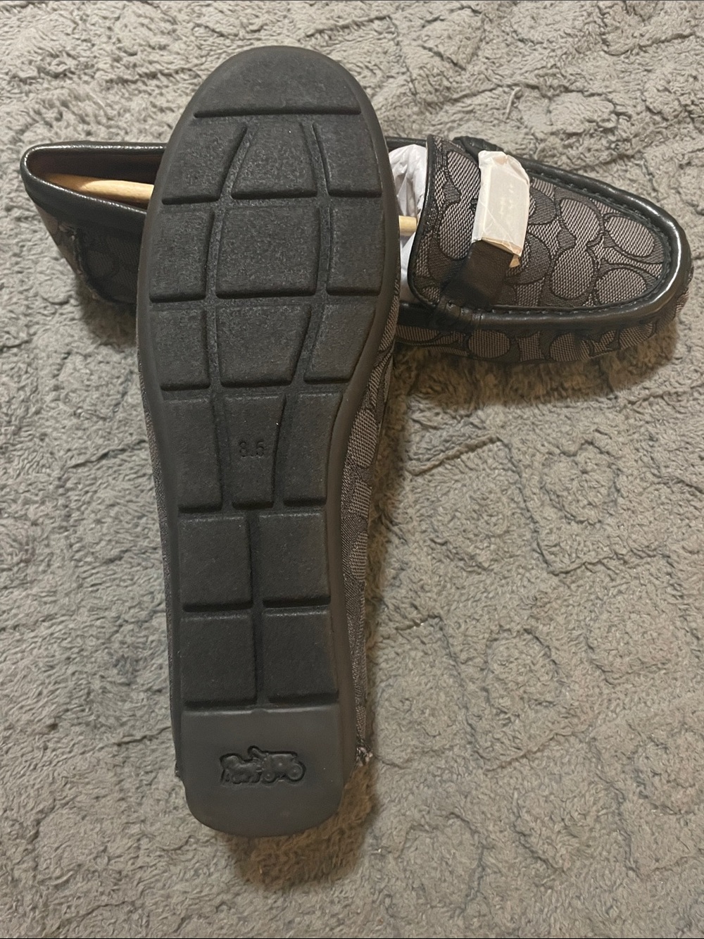 Coach Black and Gray Signature Mona Jacquard Driving Loafers - Picture 3 of 7